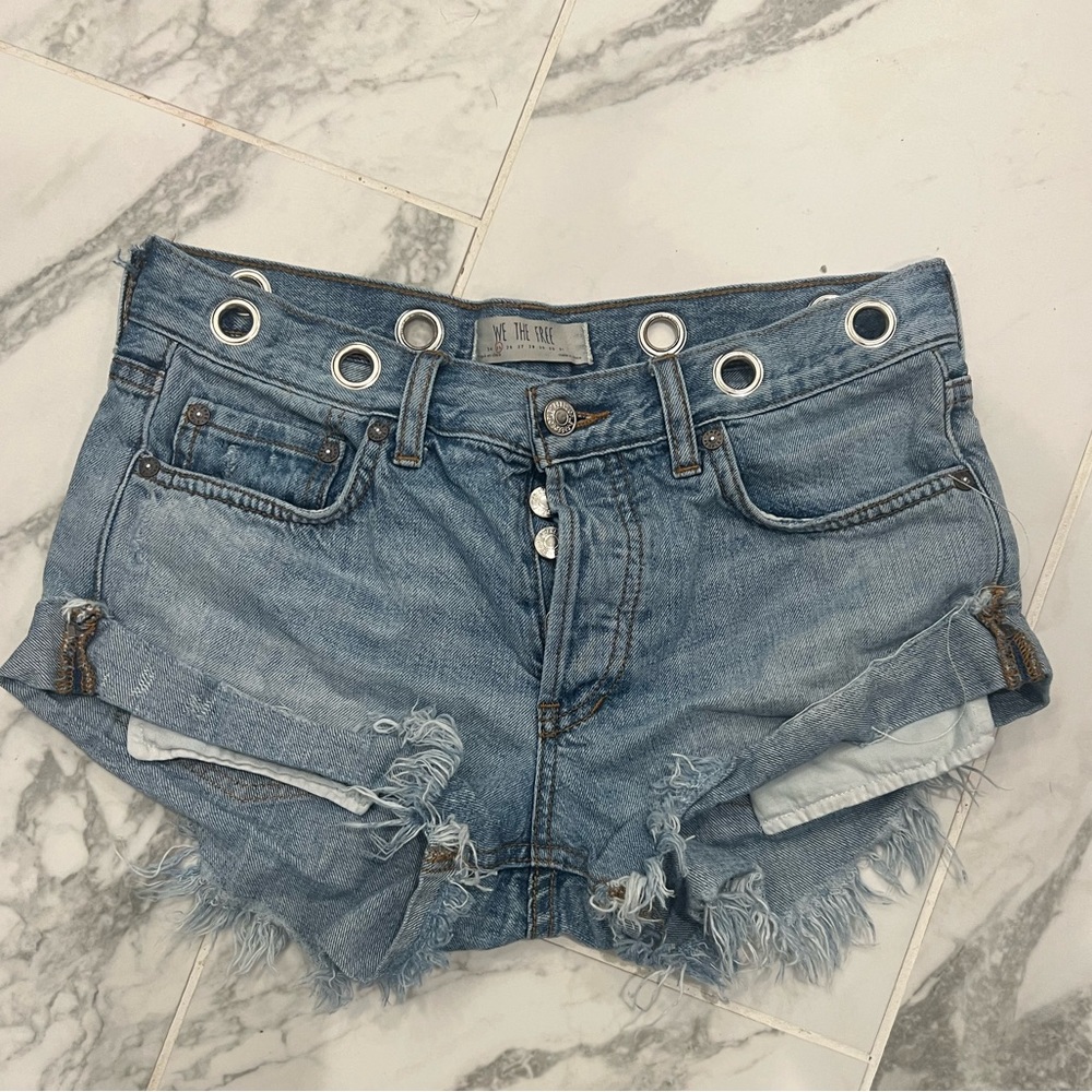 Free People Denim Shorts with silver detail